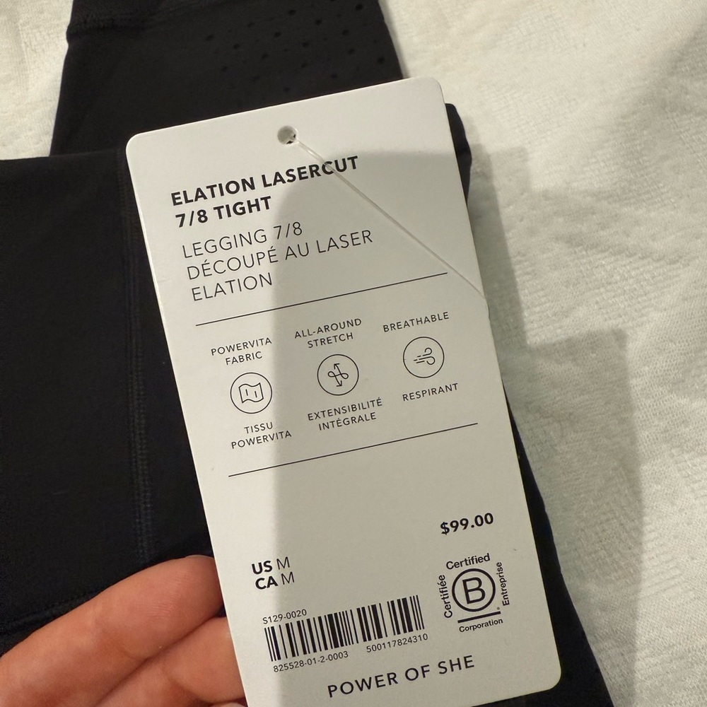 NWT Athleta Black Elation Lasercut 7/8 Legging